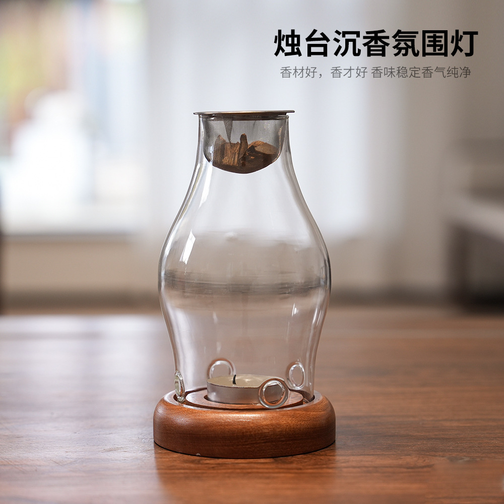 Home Fragrance Lamp - Şeffaf Cam Mumluk. Ev Tipi Vintage