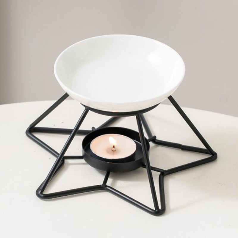 Home Fragrance Lamp - Metal Yıldız Raf Seramik Kase Aromaterapi